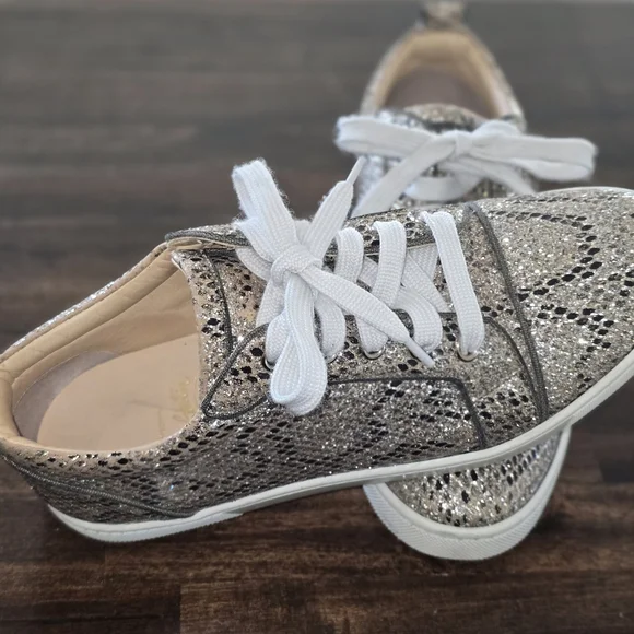 Christian Louboutin Snake Print Sneakers - Brown and White - Picture 2 of 6